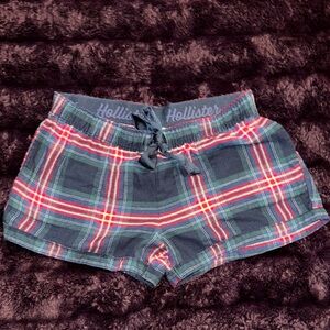 Hollister Women's Plaid Sleep Shorts - Navy and Red